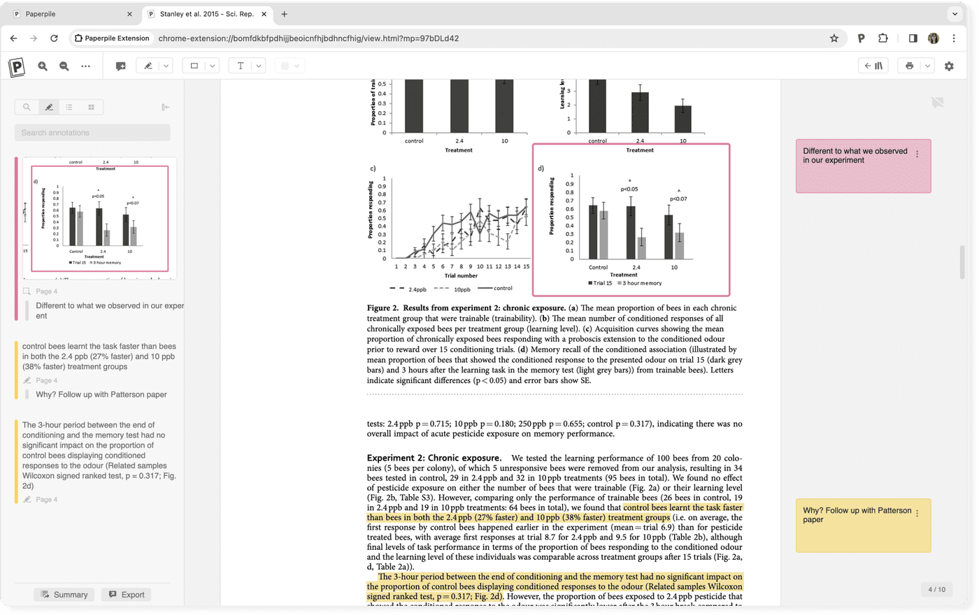 Notetaking on a scientific paper